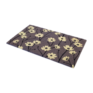 Wild Flowers Gray Natural Coir Doormat