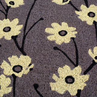 Wild Flowers Gray Natural Coir Doormat