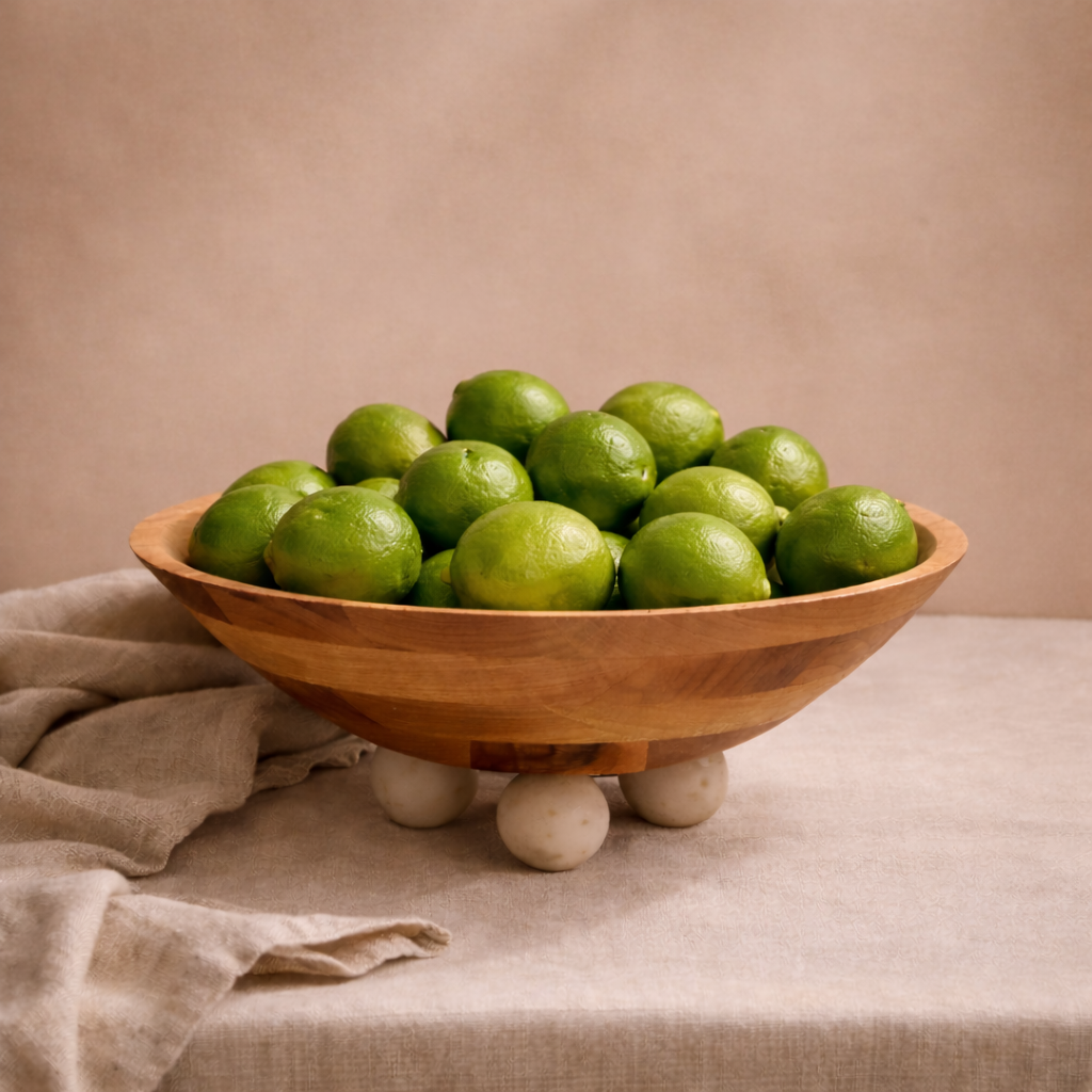 Arjun Wood & White Marble Sculptural Serving Bowl