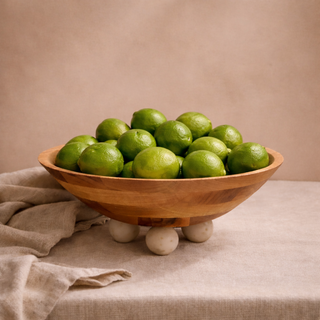 Arjun Wood & White Marble Sculptural Serving Bowl