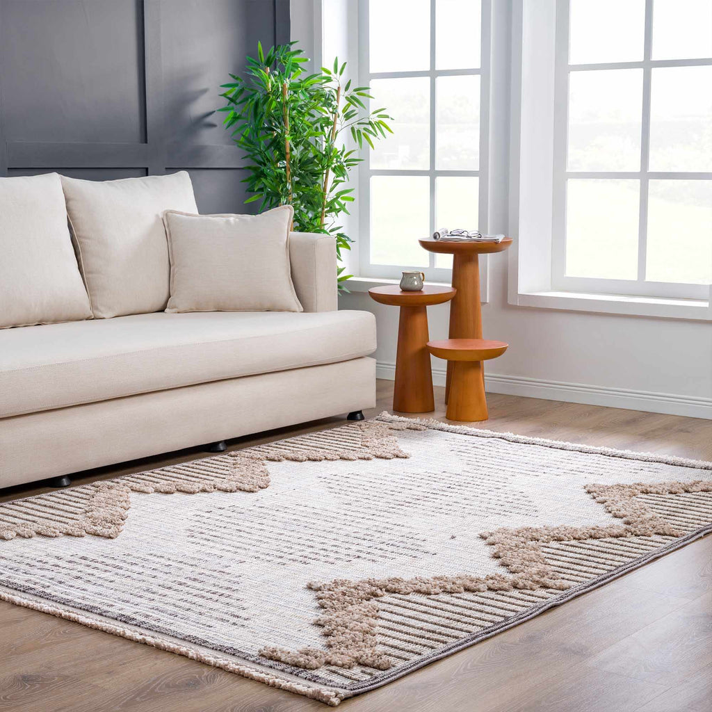 Maulawin High Low Rustic Rug – Textured Vintage Living Room Carpet