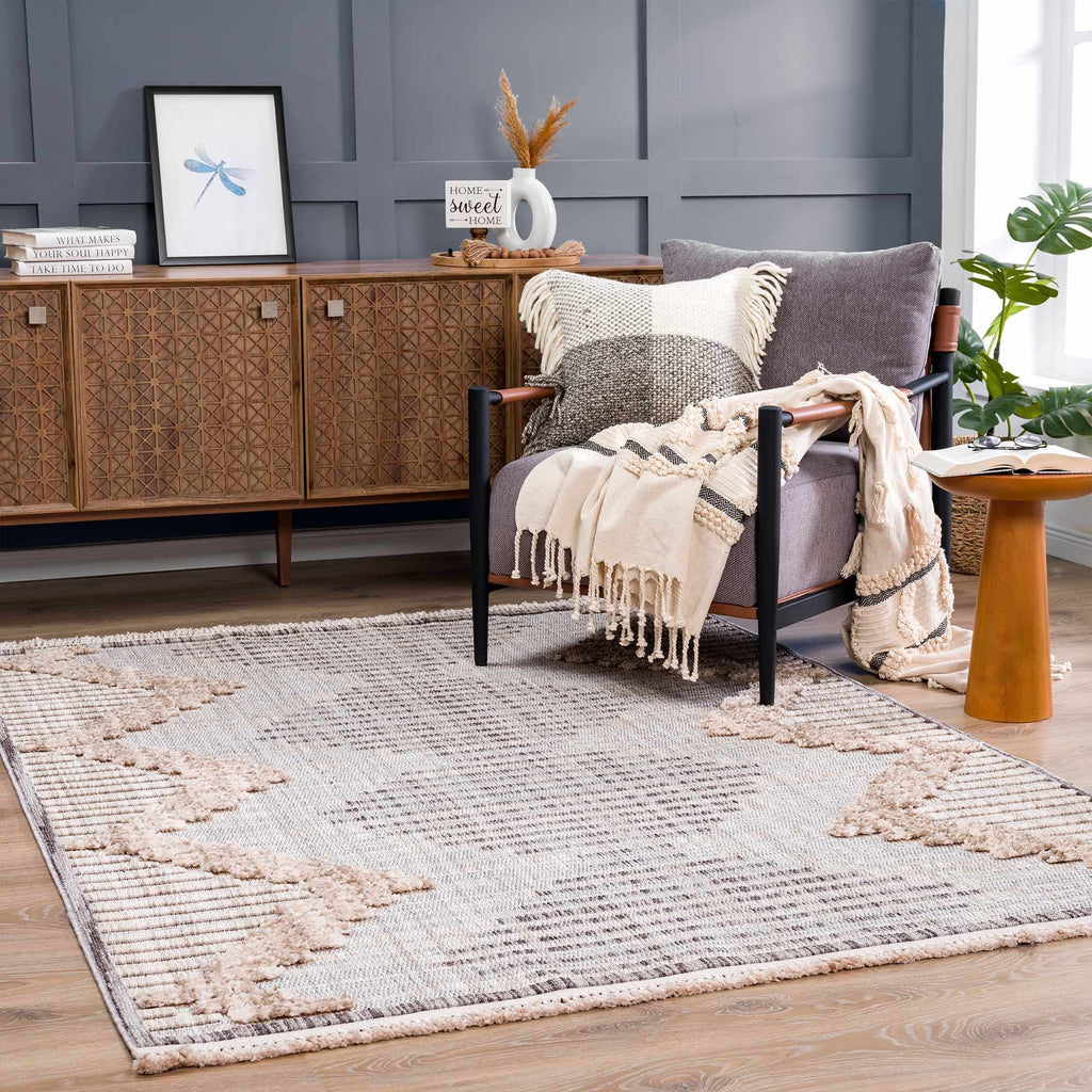 Maulawin High Low Rustic Rug – Textured Vintage Living Room Carpet