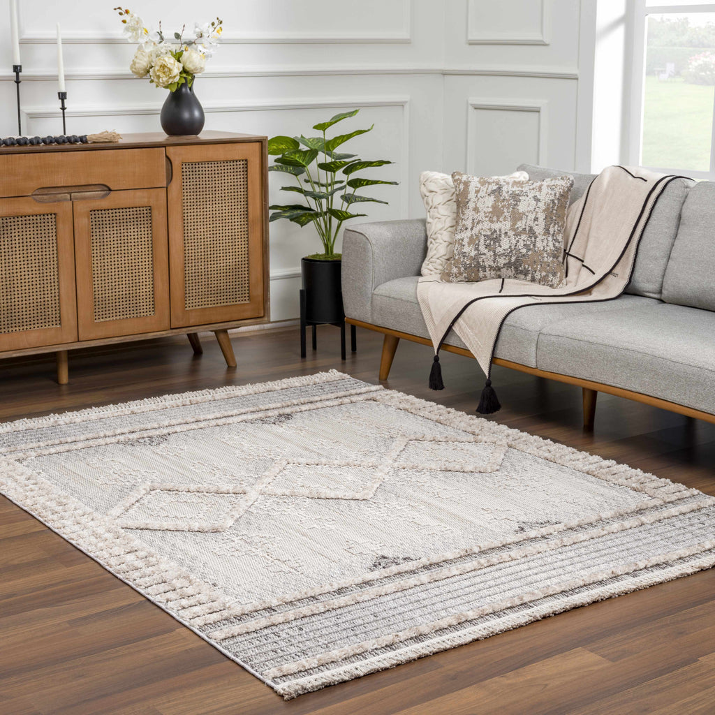 Amaga High Low Rustic Rug – Textured Modern Washable Area Carpet