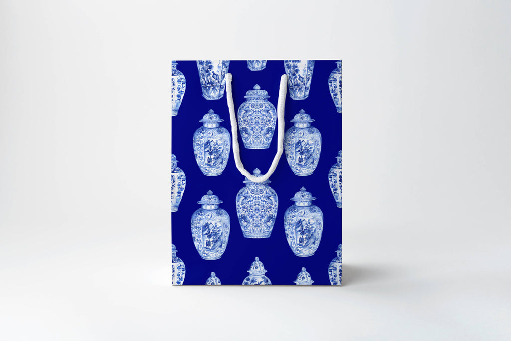 Blue & White Chinoiserie Ginger Jar Gift Bag