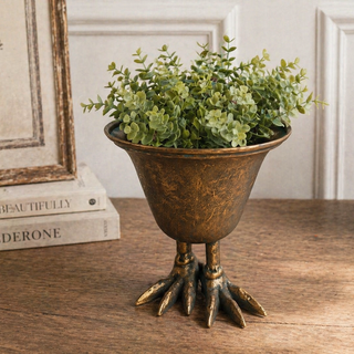 Antique Bronze Planter with Sculpted Bird Claw Feet