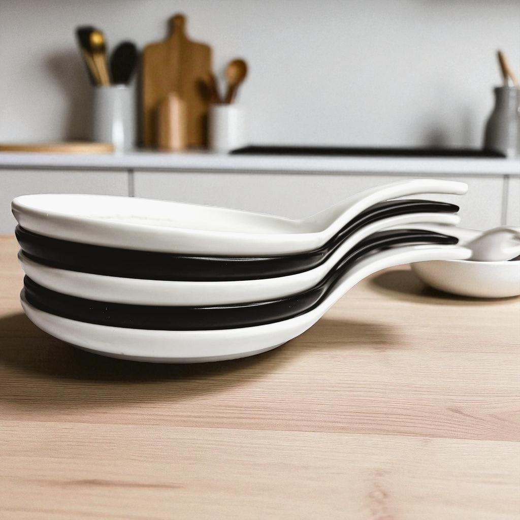 Funny “Stir the Pot” Spoon Rest with Wooden Spoon – Porcelain Kitchen Spoon Holder