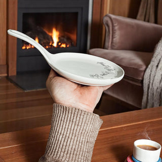 “Stir Up Sh*t” Funny Spoon Rest with Wooden Spoon – Porcelain Kitchen Gift