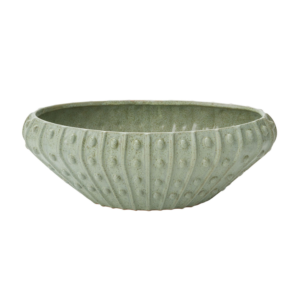 Mossy Green Abyss Boat: A Ceramic Bowl for Planters, Florals, or Serving