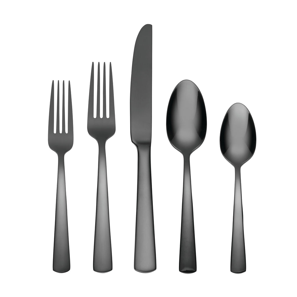 Oneida Aptitude Midnight Glossy 20-Piece Flatware Set, 18/0 stainless steel
