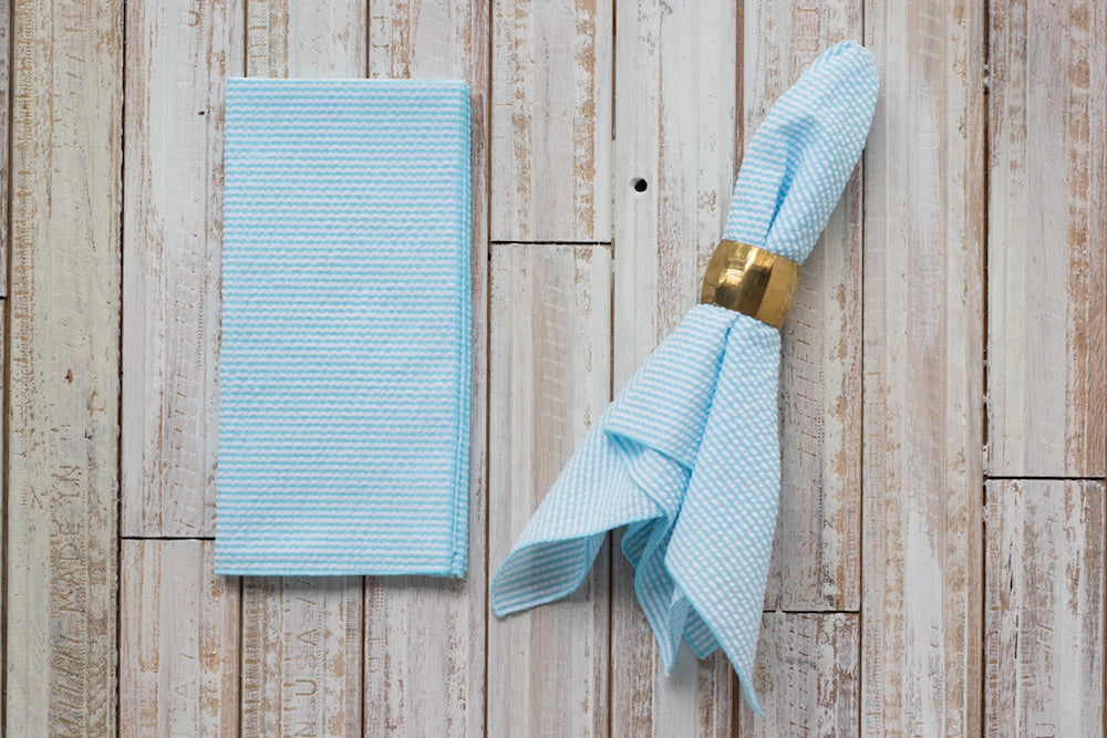 Elegant Seersucker Napkins Set – 4-Piece Cotton Blend Table Linen