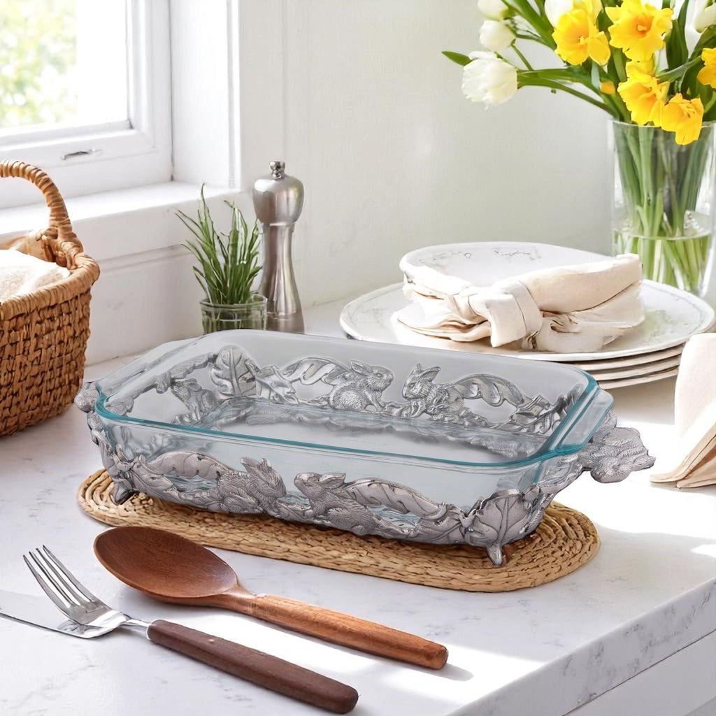 Bunny 3-Qt Casserole with Pyrex for Spring Table