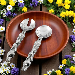 Bunny Metal Salad Serving Set for Spring Table