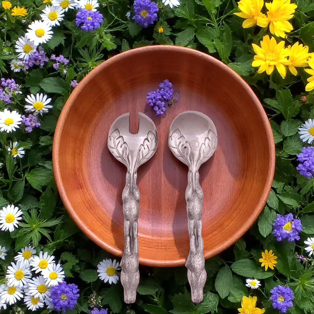 Bunny Metal Salad Serving Set for Spring Table