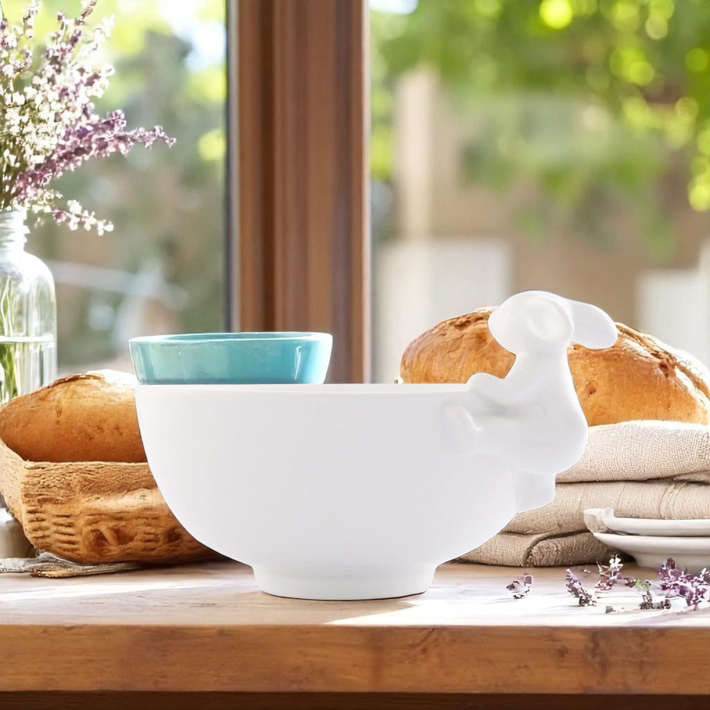 Porcelain Climbing Bunny Candy & Dip Bowl for Easter Table