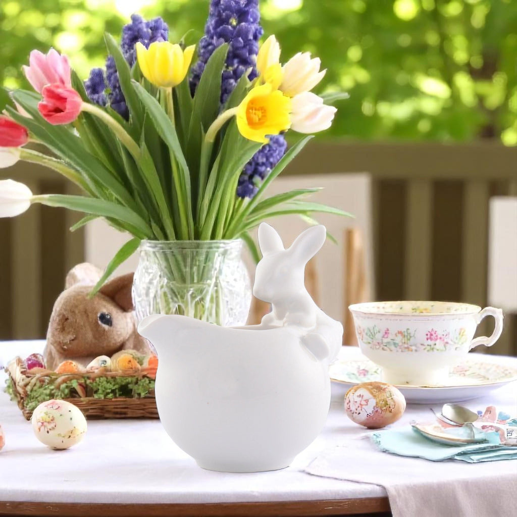 Porcelain Climbing Bunny Creamer for Entertaining