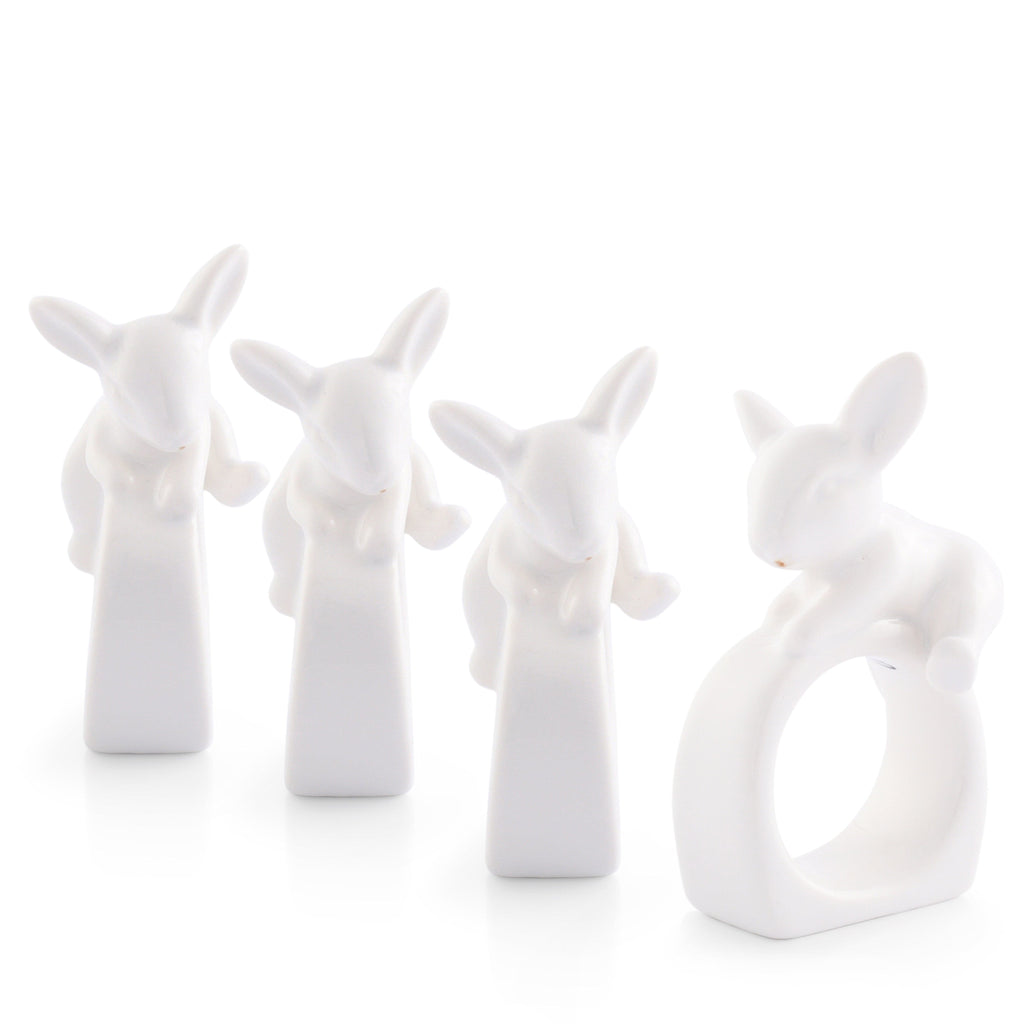 Porcelain Climbing Bunny Napkin Rings for Easter Table