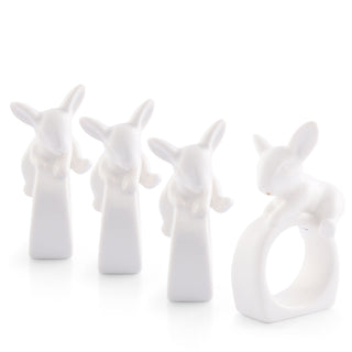 Porcelain Climbing Bunny Napkin Rings for Easter Table