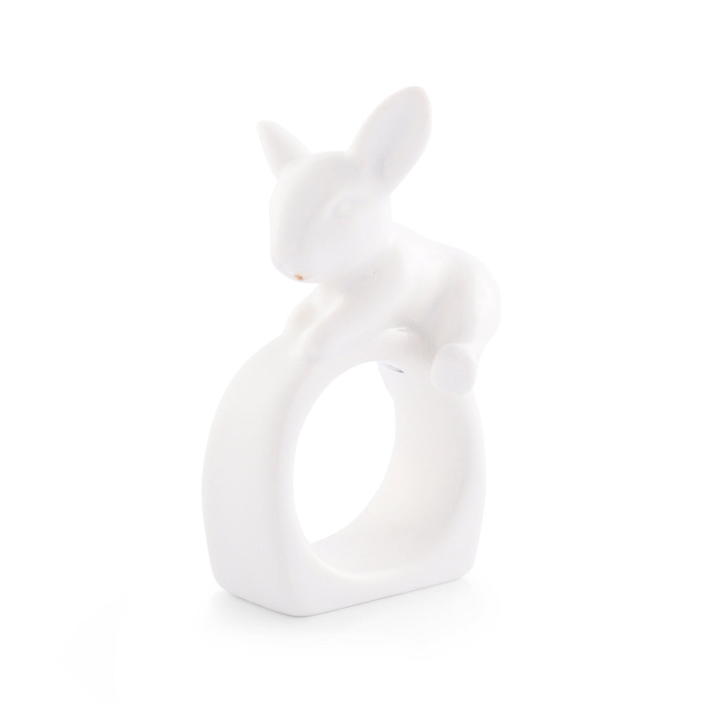 Porcelain Climbing Bunny Napkin Rings for Easter Table