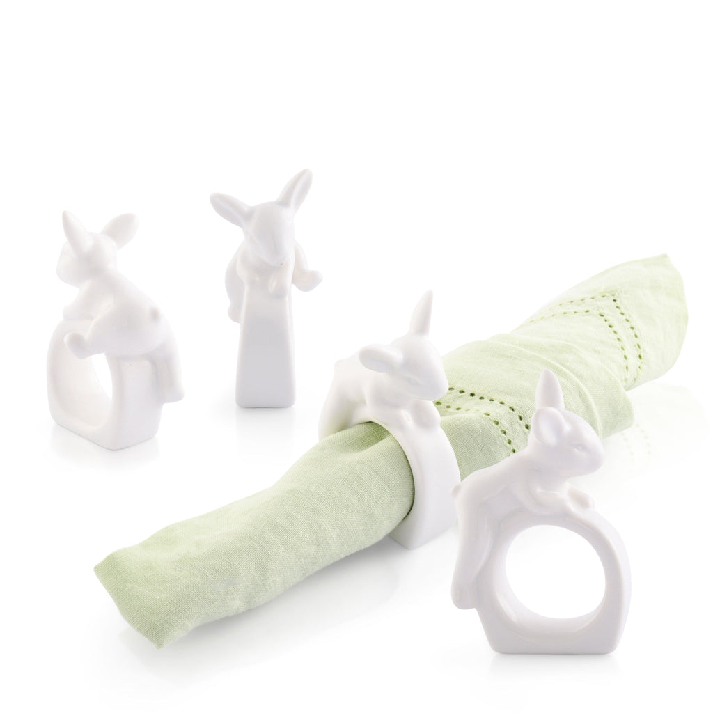 Porcelain Climbing Bunny Napkin Rings for Easter Table