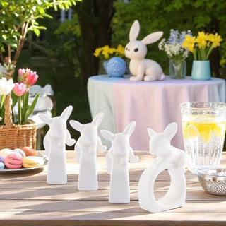 Porcelain Climbing Bunny Napkin Rings for Easter Table