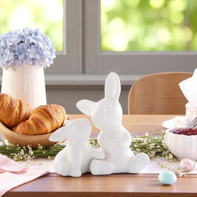Porcelain Mother and Son Bunny Salt and Pepper Set