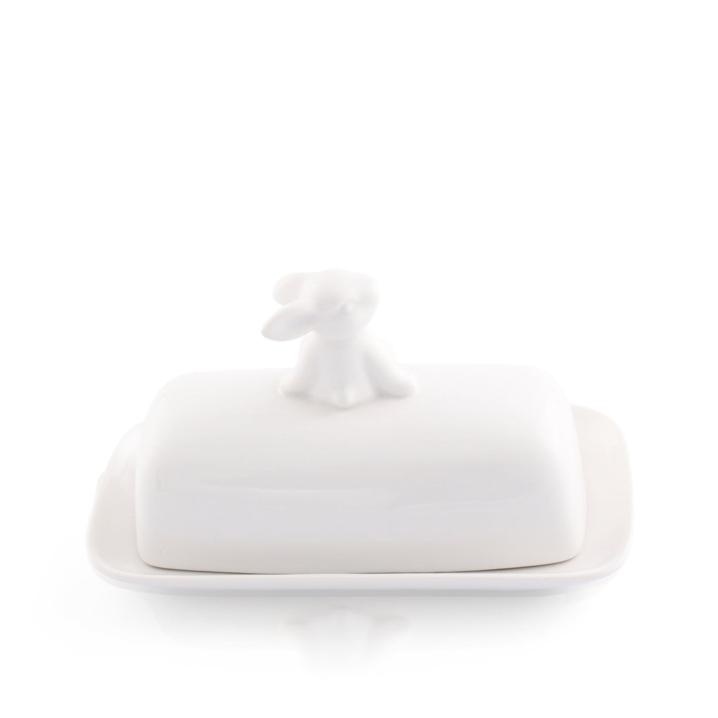 Porcelain Bunny Butter Dish for Entertaining