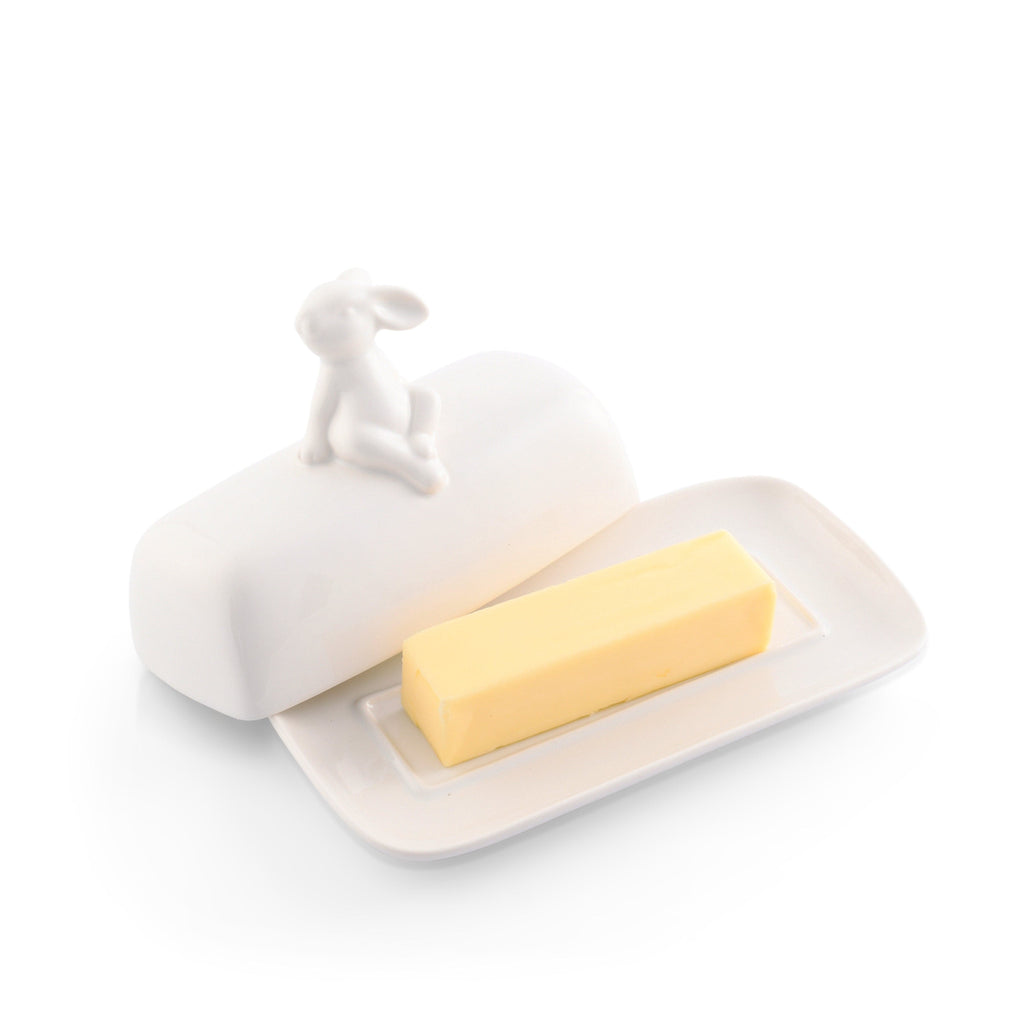 Porcelain Bunny Butter Dish for Entertaining