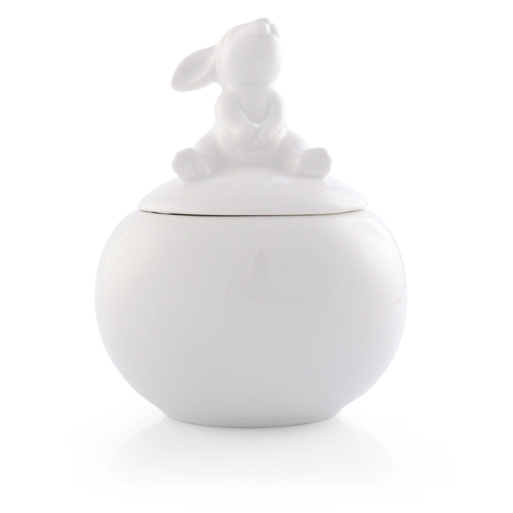 Porcelain Sitting Bunny Sugar Bowl for Easter Table