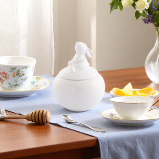 Porcelain Sitting Bunny Sugar Bowl for Easter Table