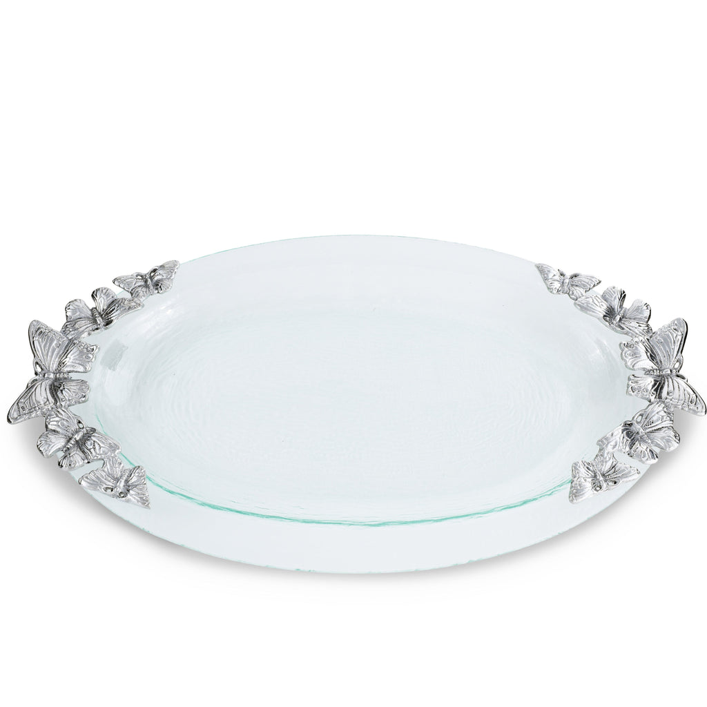 Butterfly Glass Platter Decorative Accent