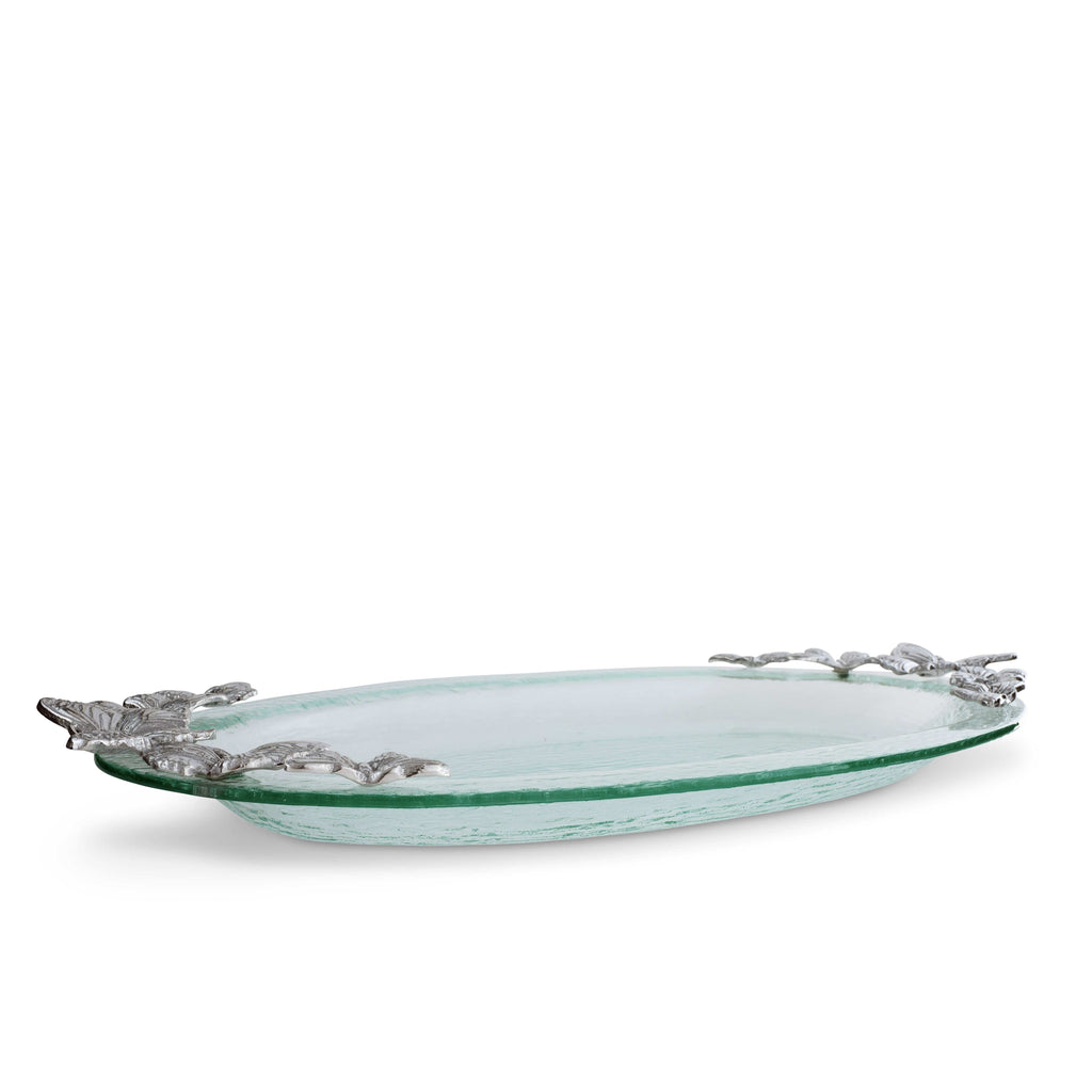 Butterfly Glass Platter Decorative Accent