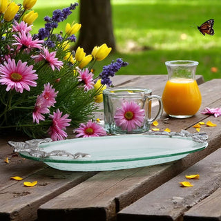 Butterfly Glass Platter Decorative Accent