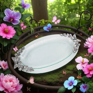 Butterfly Glass Platter Decorative Accent