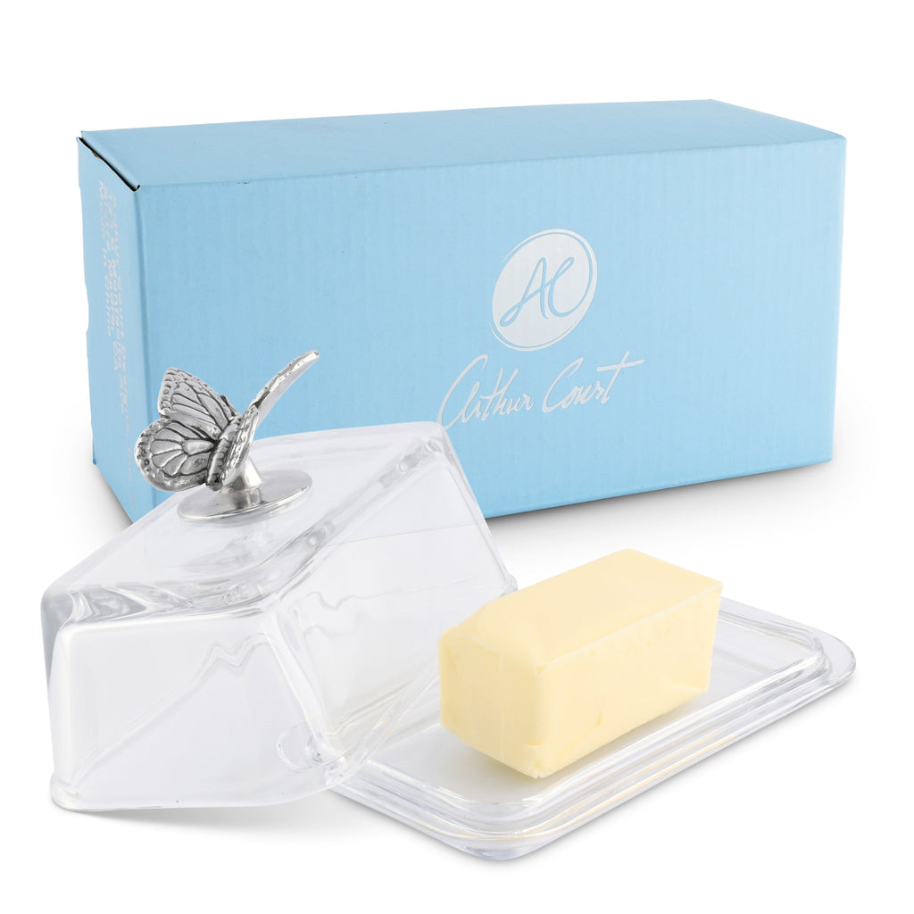 Glass Butterfly Butter Dish