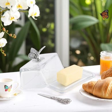 Glass Butterfly Butter Dish