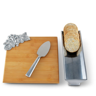 Grape Bamboo Cheese Set | Elegant Table Décor & Entertaining Accent