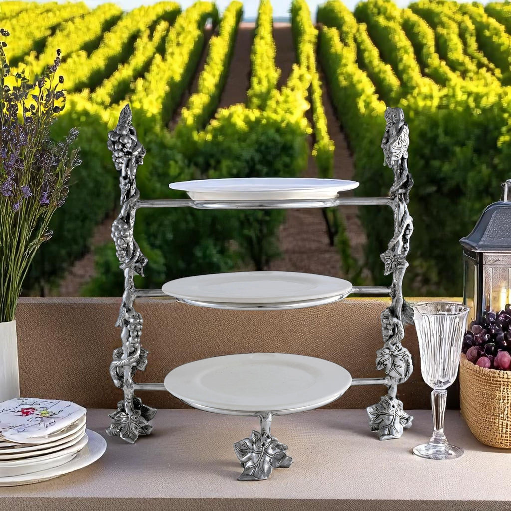 Grape Multi-Tiered Dinner Plate Caddy | Elegant Table Décor & Storage Accent