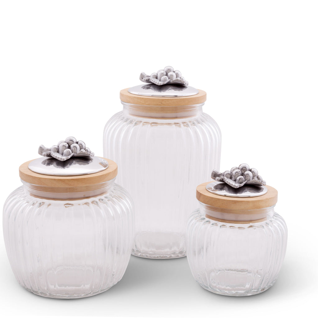 Grape Knob Glass Canisters Decorative Accent