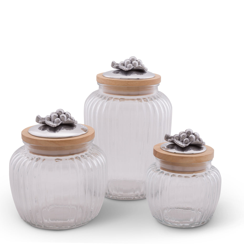 Grape Knob Glass Canisters Decorative Accent