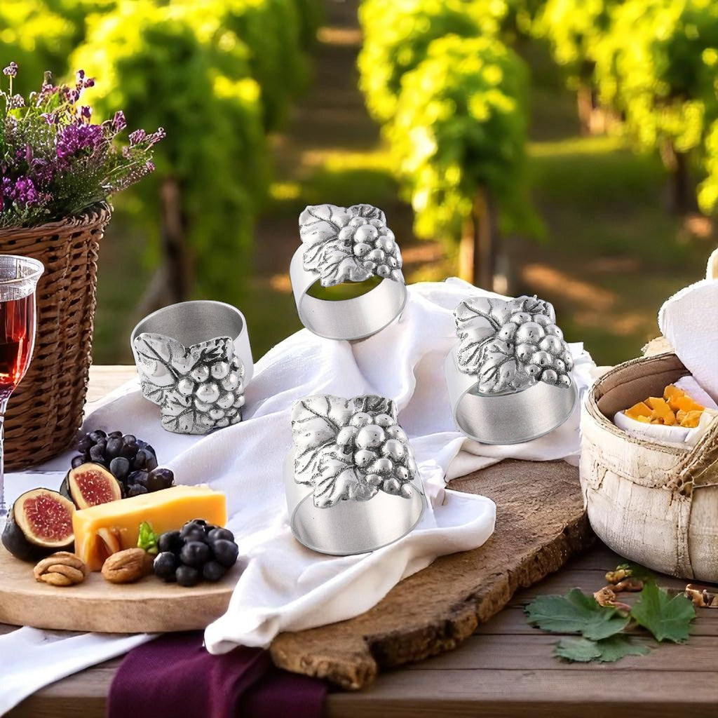 Grape Napkin Rings Set of 4 Vineyard Accent