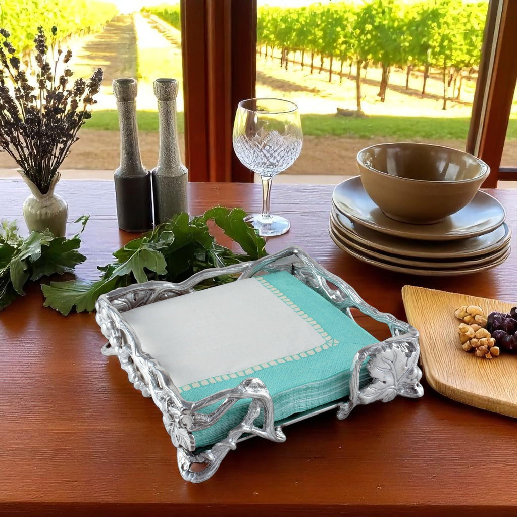 Grape Open Vine Napkin Box Vineyard Table Accent