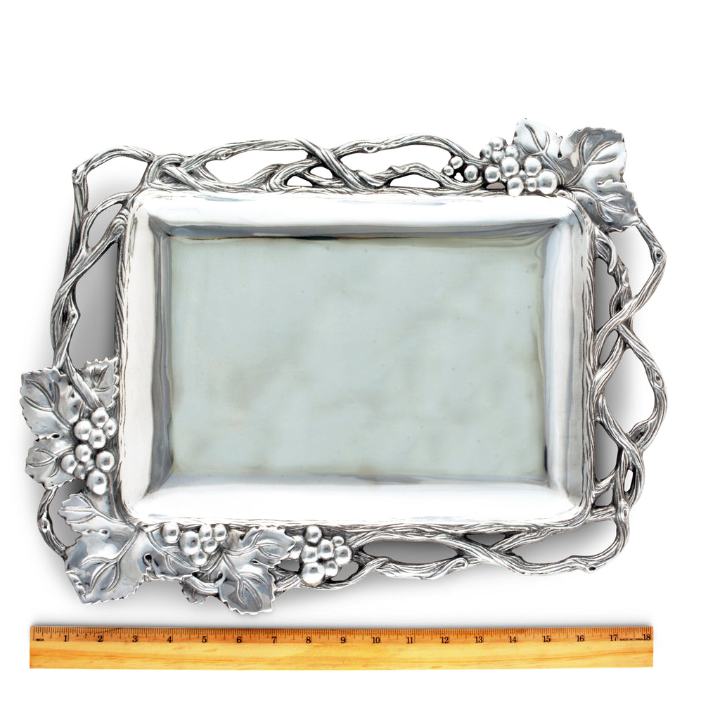 Grape Open Vine Rectangle Tray | Elegant Table Décor Accent