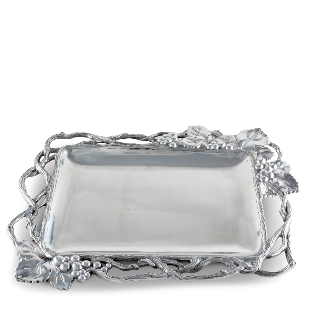 Grape Open Vine Rectangle Tray | Elegant Table Décor Accent