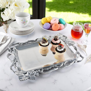 Grape Open Vine Rectangle Tray | Elegant Table Décor Accent