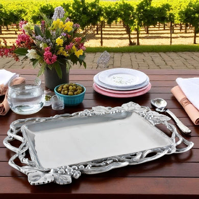 Grape Open Vine Rectangle Tray | Elegant Table Décor Accent
