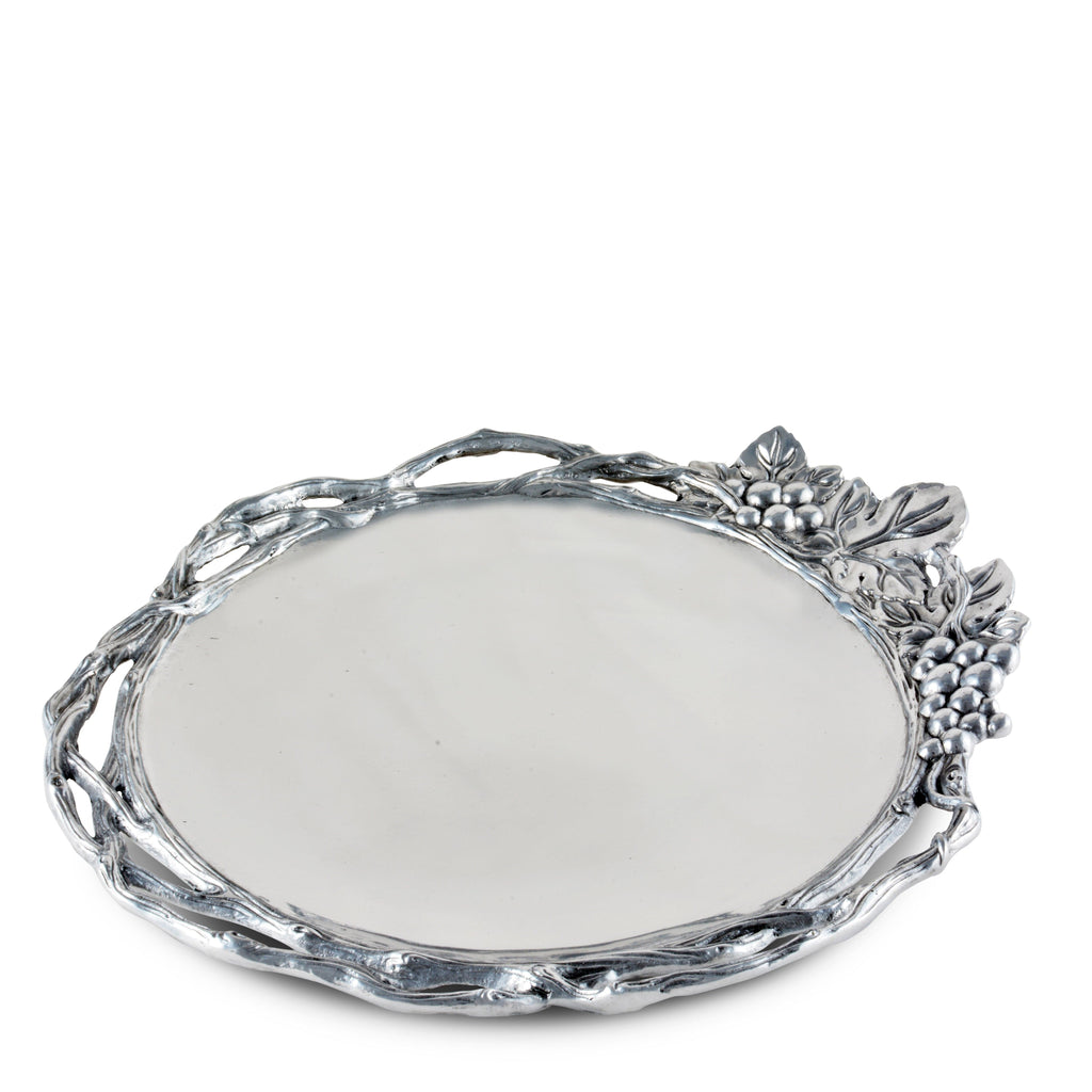 Grape Open Vine Round Tray Large Table Accent
