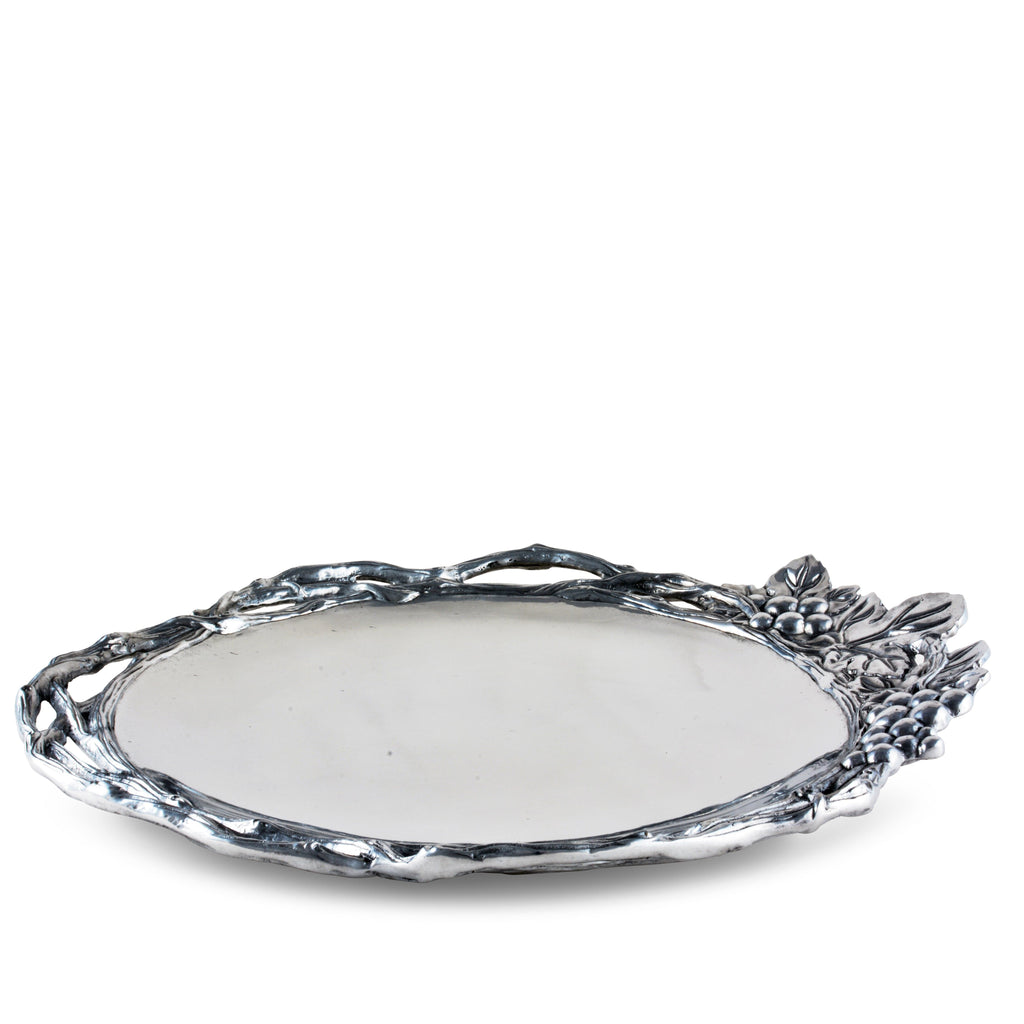 Grape Open Vine Round Tray Large Table Accent
