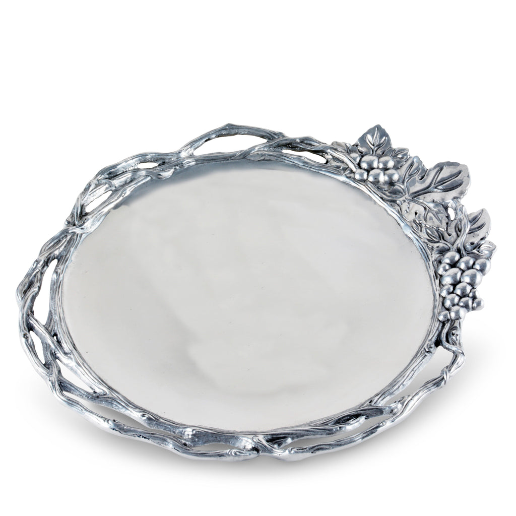 Grape Open Vine Round Tray Large Table Accent