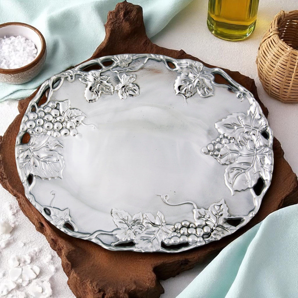 Sculpted Grape Oval Platter | Elegant Dining Centerpiece
