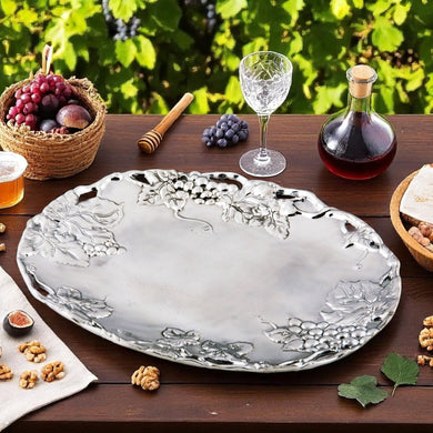 Sculpted Grape Oval Platter | Elegant Dining Centerpiece